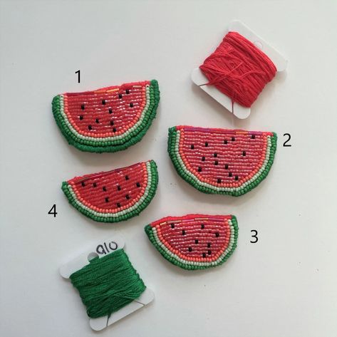 Handmade Watermelon Hand Embroidered and Sparkily Beads Patch - Etsy.de Bead Watermelon, Melon, Hand Embroidered, Vancouver, Watermelon, Sugar Cookie, Ships, Beads