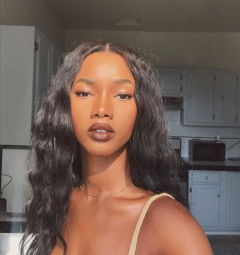 Brown Lipstick Makeup, Dark Brown Lipstick, Mariama Diallo, Lipstick On Brown Skin, Lipstick For Dark Skin, Celebrity Beauty Secrets, Women Lipstick, Brown Skin Makeup, Brown Lipstick