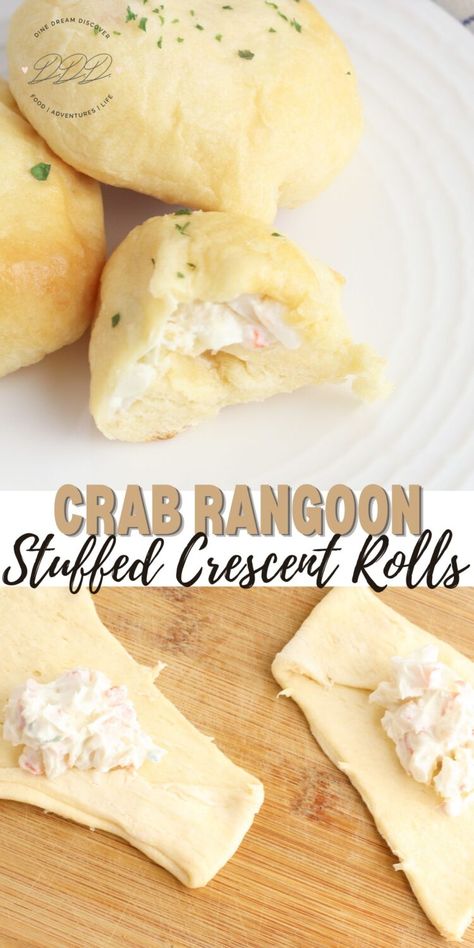 Crab Rangoon Cheese Bread, Crab Rangoon Recipe Easy, Crab Crescent Rolls Appetizers, Crab And Cream Cheese Crescent Rolls, Crescent Roll Goat Cheese Appetizers, Crab Rangoon Roll Ups, Crab Crescent Rolls, Crab Rangoon Crescent Rolls, Crab Rangoon Pinwheels