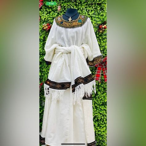 Raya Wollo Traditional Ethiopian Dress (White Eritrean Clothing, Ethiopian Dress, Cotton Clouds, Free Size, White Shop, Ethiopia, Dress Es, White Dress, Plus Fashion