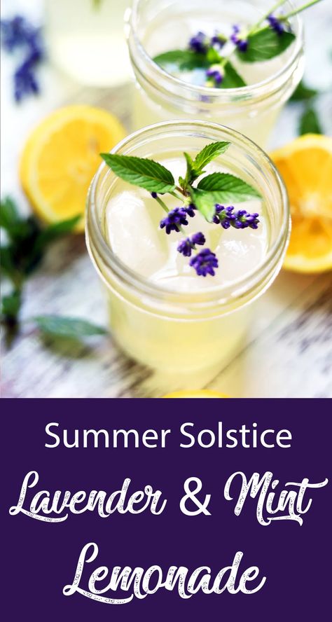 Summer Solstice Lavender & Mint Lemonade with Wildflower Honey - Moody Moons Summer Celebration Ideas, Solstice Recipes, Lavender Stuff, Litha Altar, Solstice Ritual, Midsummer Party, Summer Solstice Ritual, Summer Solstice Party, Solstice Party