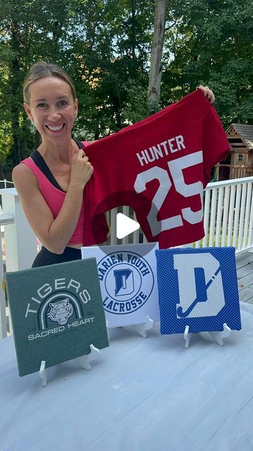 Shannon Doherty on Instagram: "SAVE YOUR SPORTS TEAM JERSEYS!!🏈⚽️ this is the best Mom Hack for sports season!! You are going to want to share this with all the sports parents you know!! At the end of the season save all your jerseys and T shirts - cut out the parts that you want to save and glue them on canvas boards - These look so cute hanging in your kids rooms after the season!! 🏈🏈 how genius right?? Makes a really cute gift too!! 

LIKE + COMMENT - “sports” - I’ll send you all the links to the supplies I used to make these. This is the best idea you guys and look so cute in my kids rooms!! Make sure you’re following me to get the links!!

#sports #parentinghacks #sportsmomlife #sportsmomhacks #momhacks #momhack #momsofinstagram" Jersey Keepsake Ideas, Make Your Own Jersey Craft, Baseball Mom Hacks, Baseball Season Sports Jersey With Moisture-wicking, Cheap Pre-shrunk Baseball Jersey For Sports, Customizable Baseball Season Jersey, Shannon Doherty, Sports Parent, Sports Jerseys