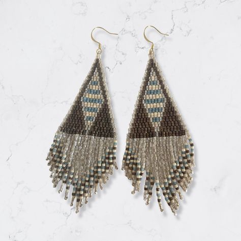 Stitch Earrings, Beads Work, Brick Stitch Earrings, Seed Bead Patterns, Beading Projects, Bead Patterns, Brick Stitch, Fringe Earrings, In Bloom