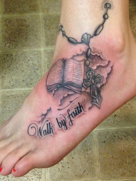 Walk By Faith Not By Sight Tattoo, Faith Tattoo Ideas For Women, Hispanic Tattoos For Women, Walk By Faith Tattoo, Walk By Faith Foot Tattoo, Faith Tattoo Ideas, Latina Tattoo Ideas, Faith Tattoo Designs, Cute Foot Tattoos