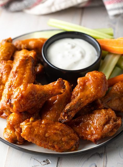 Buffalo Chicken Wings Recipe (Learn How to Make the BEST Baked Chicken Wings in the Oven!) #ASpicyPerspective #chicken #wings #hot #buffalo #baked #crispy #best #superbowl #party Homemade Hot Wings, Baked Hot Wings Recipe, Hot Wing Sauce Recipe, Buffalo Wings Recipe Baked, Best Baked Chicken Wings, Baked Hot Wings, Buffalo Wings Recipe, Buffalo Chicken Wings Recipe, Wings Recipe Baked