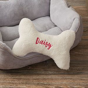 Personalized Dog Bone Pet Pillow- Small - #15594-S Dog Bone Pillow, Bone Pillow, Heart Paw Print, Plush Dog Bed, Pet Pillow, Personalized Pet Gifts, Bone Crafts, Dog Bones, Pink Cotton Candy