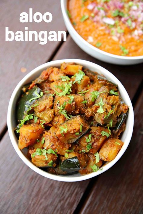 aloo baingan recipe Brinjal Recipes Indian, Aloo Baingan, Baingan Recipe, Brinjal Curry, Aloo Recipe, Vegan Curry Recipes, Aloo Recipes, Curry Ingredients, Food Fusion