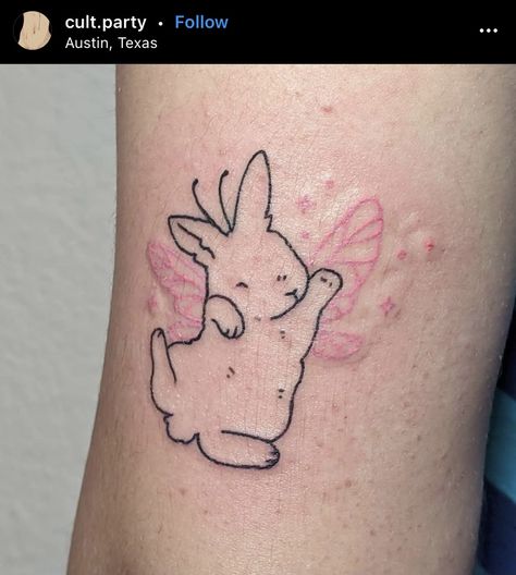 Bunny Fairy Tattoo, Fairy Bunny Tattoo, Simple Bunny Tattoo, Cute Tats, Bunny Tattoos, Fairy Tattoo Designs, Rabbit Tattoos, Kawaii Tattoo, Cute Tiny Tattoos