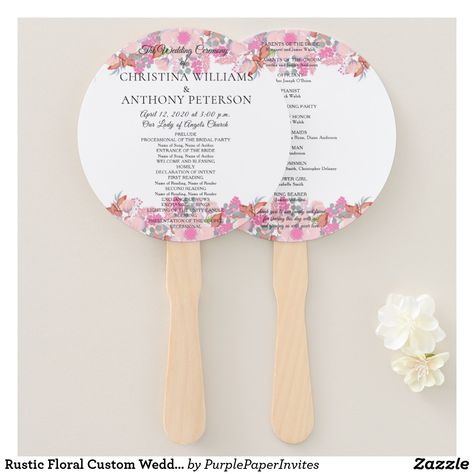 Rustic Floral Custom Wedding Program Fan Personalized Wedding Fans, Fan Craft, Fun Wedding Programs, Fan Flower, Hand Fans For Wedding, Wedding Program Fans, Wedding Hands, Watercolor Gifts, Wedding Fans