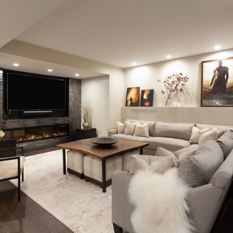 75 Basement Ideas You'll Love - January, 2024 | Houzz Basement Tv Room, Basement Tv Rooms, Transitional Basement, Tv Room Ideas, Basement Lounge, Tv Rooms, Tv Lounge, Basement Room, Dream Basement