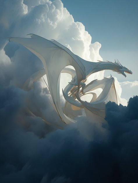 Image Dragon Flying, In The Clouds, The Clouds, Digital Artist, Mac, On Twitter, Twitter, Blue