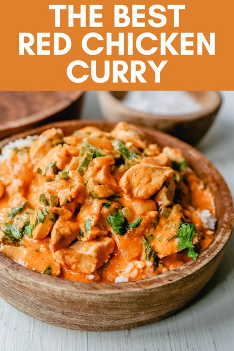 Keto Red Curry Chicken, Chicken Red Thai Curry Recipe, Best Thai Red Curry Recipe, Delicious Thai Recipes, Chicken Curries Recipes, Chicken Red Curry Recipe, Easy Red Curry Recipe, Asian Curry Recipes, Best Curry Chicken Recipes