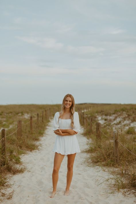 White Dress Senior Pictures Beach, Individual Beach Pictures, Beach Sunrise Senior Pictures, Beach Senior Session, Professional Beach Pictures, Senior Picture Ideas At Beach, High School Senior Picture Ideas Beach, Grad Beach Pictures, Senior Pics On Beach