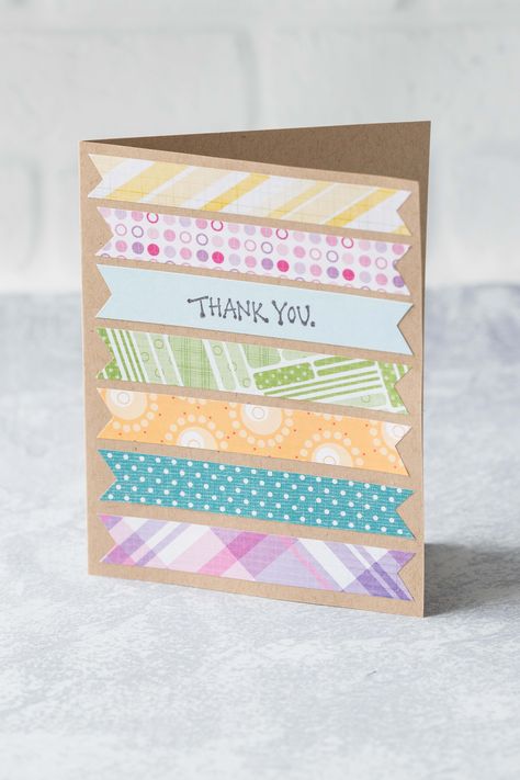 Easy DIY thank you cards are simple to make and add a meaningful touch to any thank you note or gift! #DIY #thankyoucards #handmadecards | https://www.roseclearfield.com Thank You Note Cards Simple, Cards Handmade Simple Easy, Diy Simple Cards Handmade, Easy Cricut Cards For Beginners, Diy Note Cards Simple, Simple Homemade Thank You Cards, Simple Homemade Cards Ideas, Washi Tape Thank You Cards, Easy Thank You Cards To Make