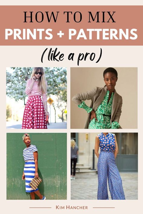 Pairing different prints and patterns can be intimidating. Here are 6 must-read tips to help you get started. Learn how to wear different prints and patterns, the importance of scaling in prints, color, materials matter when pattern mixing, balance pattern placement within an outfit, and how to introduce solids when mixing prints. This post has all that you need to start stepping out of the comfort zone and try mixing prints to create more stylish casual outfits for women over 50! How To Mix Prints Outfits, How To Mix Patterns, Mix Patterns Outfit, Mixing Patterns Outfit, Mixing Prints Outfit, Mixing Patterns Fashion, Pattern Mixing Outfits, Mixed Prints Outfit, Mixing Prints Fashion