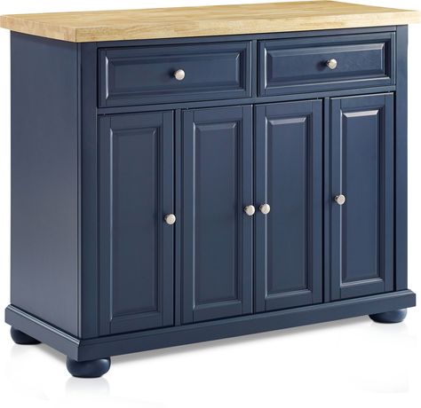 Kitchen Island With Butcher Block Top, Small Kitchen Items, Navy Kitchen, Kitchen Island On Wheels, Butcher Block Kitchen, Butcher Block Top, Kitchen Island Cart, American Signature Furniture, Value City Furniture