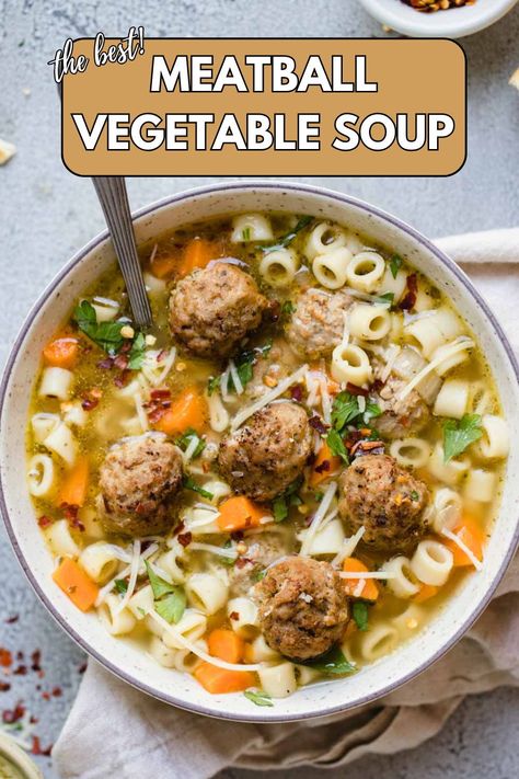 This easy Instant Pot meatball soup with veggies and pasta is a comforting, one-pot meal perfect for busy weeknights. Juicy meatballs, tender vegetables, and hearty pasta come together in a flavorful broth that’s ready in a fraction of the time. It’s a simple, wholesome dish that’s satisfying for the whole family, and the Instant Pot makes cleanup a breeze. Whether you’re meal prepping or craving a cozy dinner, this soup is sure to hit the spot! Soup With Frozen Meatballs, High Protein Macro Meals, Easy Instant Pot Soup, Soup With Veggies, Vegetable Meatballs, Chicken Meatball Soup, Juicy Meatballs, Meatball Soup Recipes, Great Dinner Recipes