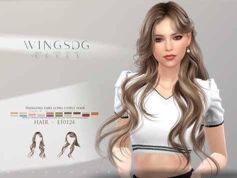 Hair For Sims 4, Mod Hair, Cc Sims4, Cc Hair, Double Buns, Colored Curly Hair, Female Hair, Sims Hair, Sims 4 Cc Finds