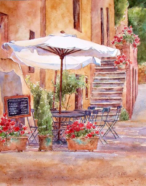 Bagno Vignoni, Italy - Cindy Briggs Art Quick Acrylic Painting, Acrylic Paintings On Canvas, Learn Watercolor Painting, Acrylic Painting Ideas, Italy Painting, Learn Watercolor, Watercolor Tips, Canvas Painting Ideas, Soyut Sanat Tabloları