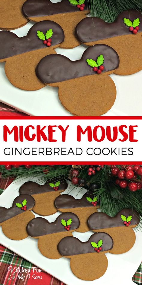 Mickey Gingerbread, Mouse Cookies, Cookie Recipes For Kids, Mickey Mouse Cookies, Disney Cookies, Christmas Recipes Easy, Chocolate Festival, Ginger Bread Cookies Recipe, Holiday Chocolate