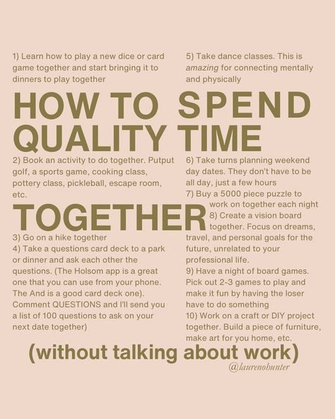 Comment QUESTIONS & ill shoot you a list of 100 questions for you and your partner to ask each other🤎 I know the feeling of spending time with your partner and only talking about work. Spending QUALITY time together without talking about work can be challenging for someone who LOVES what they do — which is the case for a lot of entrepreneurs. But it’s important to be multi-dimensional and not have work be the only thing you talk about together. High Value Woman, 100 Questions, Creating A Vision Board, Multi Dimensional, Successful Relationships, Pottery Classes, Activities To Do, Dance Class, Confidence Building