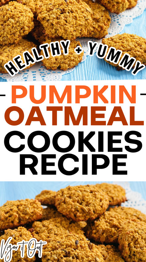 Easy healthy pumpkin oatmeal cookies that are gluten free and sugar free. The best fall recipe for healthy pumpkin spice oatmeal cookies. Great for Thanksgiving or just to enjoy with a cup of coffee or tea all autumn long! Keto Pumpkin Oatmeal Cookies, Sugar Free Pumpkin Cookies, Spice Oatmeal Cookies, Healthy Pumpkin Oatmeal, Healthy Pumpkin Cookies, Cookies With Oatmeal, Cookies For Fall, Sugar Free Oatmeal Cookies, Spice Oatmeal