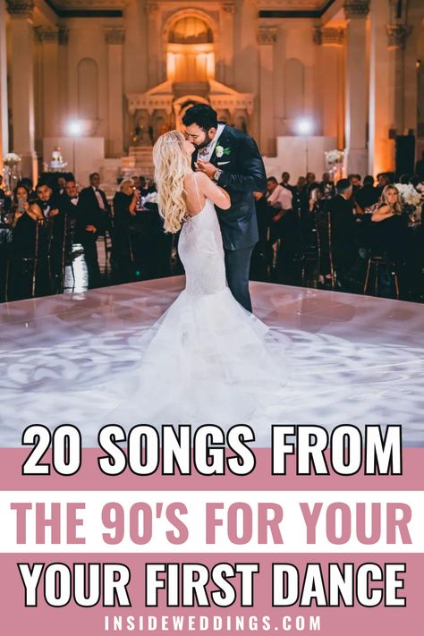 If you want to play some throwbacks on your wedding day, discover the top '90s wedding songs and popular picks for first dance songs from the 1990s! 90s Theme Wedding, Best Wedding Songs Dance, Wedding Songs First Dance, Dance Wedding Songs, Best First Dance Songs, Wedding Song Playlist, Popular Wedding Songs, Wedding Afterparty, Broadway Dancers