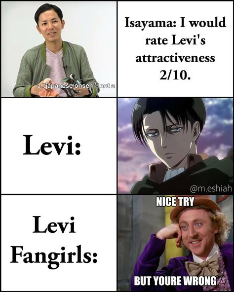 40.8k Likes, 392 Comments - Levi Ackerman (@m.eshiah) on Instagram: “Rating this masterpiece a 2/10? 😤 I bet all of your dirty minds there's gonna be a fight in the…” Aot Memes Funny, Levi Memes, Aot Meme, Funny Icons, Aot Funny, Aot Memes, Attack On Titan Comic, Captain Levi, Attack On Titan Funny