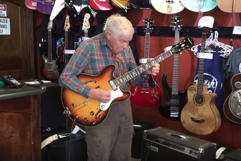 81-Year-Old Man Walks into a Guitar Shop & Starts Playing a Sublime Solo: Ignore the Talents of the Elderly at Your Own Peril |  Open Culture Tony Iommi, Old Grandpa, Best Guitar Players, Rock Videos, Guitar Store, Local Music, Music Shop, Guitar Solo, Guitar Shop