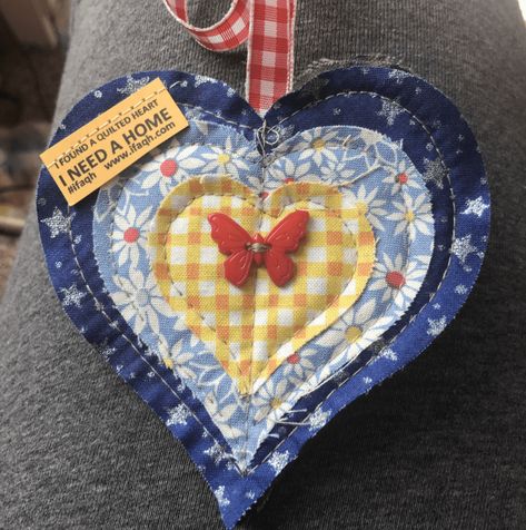 I Found A Quilted Heart Pattern Free, I Found A Quilted Heart Ideas, Quilted Hearts Ornament, I Found A Quilted Heart Pattern, I Found A Quilted Heart, Cloth Ornaments, Denim Hearts, Felt Hearts Crafts, Heart Shapes Template