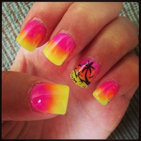 Malibu Nails, Hawaiian Nails, Fun Summer Nails, Nails Yellow, Broken Nails, Vacation Nails, Great Nails, Beach Nails, Fabulous Nails