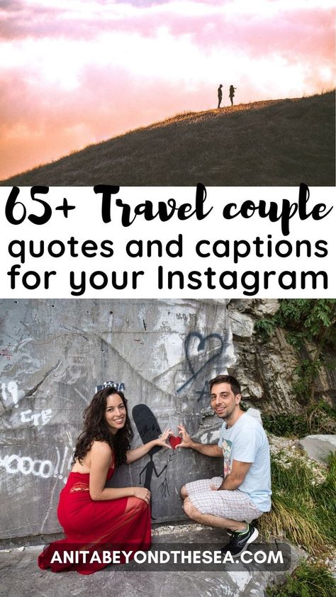 What’s better than traveling? Traveling with your sweet half! If you are looking for the perfect travel couple quotes for you Instagram captions you are in the right place. You will never publish a caption-less post with these romantic quotes. They are also perfect for every occasion. It could be for you honeymoon or for travel nomads. And why not steal one of them for your wedding vows? You have the choice! Honeymoon Quotes, Romantic Travel Quotes, Travel Captions, Quotes For You, Caption For Yourself, Couple Quotes, Romantic Travel, Wedding Vows, Instagram Quotes