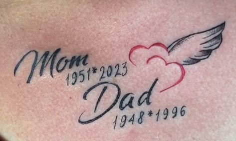 Deceased Loved Ones Tattoos, Tattoo For Mother Who Passed, Mom And Dad Memorial Tattoos, Rip Tattoos For Dad, Memorial Tattoos Mom, Rip Tattoos, Rip Tattoos For Mom, Mother Tattoo, Heart Tattoos With Names