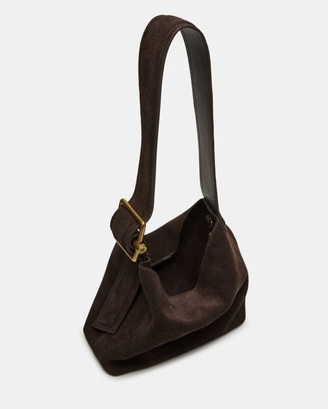 The LISAA bag is a versatile and stylish accessory for everyday use. This bucket bag can be worn comfortably on the shoulder with an adjustable strap. It also features a lined under-shoulder strap for added comfort with an added buckle detail. The top snap closure ensures the safety of your belongings, and the removabl Suede Bag, Bucket Bags, Shoulder Strap Bag, Strap Bag, Pretty Bags, Brown Bags, Suede Material, Strap Tops, Everyday Bag