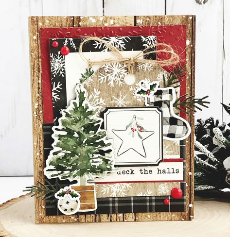 Carta Bella Deck the Halls Card Christmas Ephemera, Christmas Layouts, Christmas Card Inspiration, Echo Park Paper, Cardmaking Ideas, Xmas Card, Diy Christmas Cards, Echo Park, December Daily