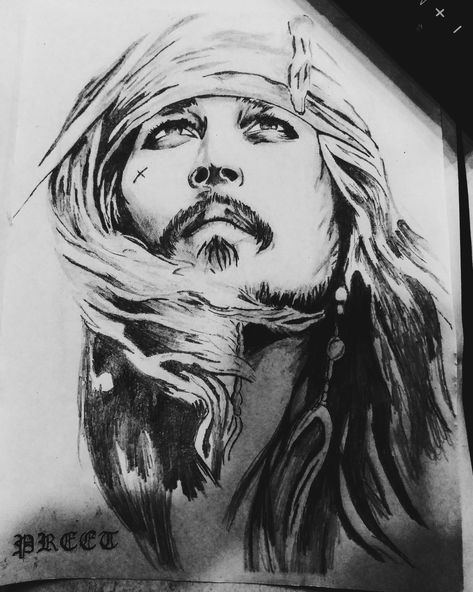 Jack Sparrow Drawing Pencil, Pirates Of The Caribbean Drawings, Pirate Drawings, Jack Sparrow Drawing, Captian Jack Sparrow, Sparrow Drawing, Pirate Cove, Pencil Sketch Art, Pencil Sketch Portrait