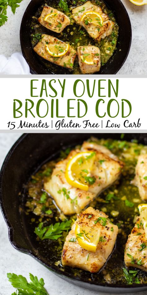 Cod Fish Recipes Oven, Cod Recipes Oven, Fish Recipes Dairy Free, Alaskan Cod Recipe, Cod Loin Recipes, Broiled Cod, Broiled Fish Recipes, Gluten Free Fish Recipes, How To Cook Cod