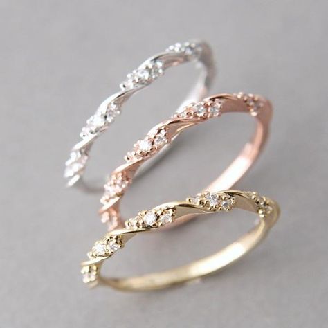 Carrie 18K Gold/Rose Gold/925 Sterling Silver Ring - Blush and Bar Simple Elegant Engagement Rings, Stacked Engagement Ring, Elegant Wedding Rings, Rose Gold Wedding Jewelry, Ribbon Ring, Elegant Engagement Rings, Antique Engagement Ring, Gold Wedding Jewelry, Simple Diamonds