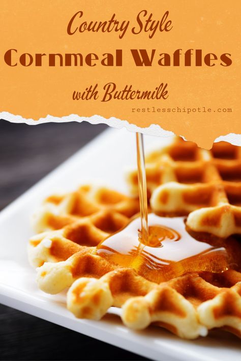 Cornmeal Waffles Easy, Corn Meal Waffles, Cornmeal Waffles Recipe, Corn Waffle Recipe, Homemade Cornmeal, Corn Waffles, Recipes Waffles, Waffle Mix Recipes, Buttermilk Waffles Recipe