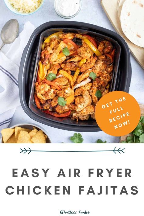 Tasty air fryer chicken fajitas, made with succulent tender chicken strips, crunchy sliced peppers, sweet onions, and homemade fajita seasoning! Air Fryer Chicken Fajitas, Fajita Spices, Homemade Fajita Seasoning, Sweet Onions, Air Fried Chicken, Air Fryer Recipes Chicken, Fajita Seasoning, Oven Chicken, Roast Chicken Recipes