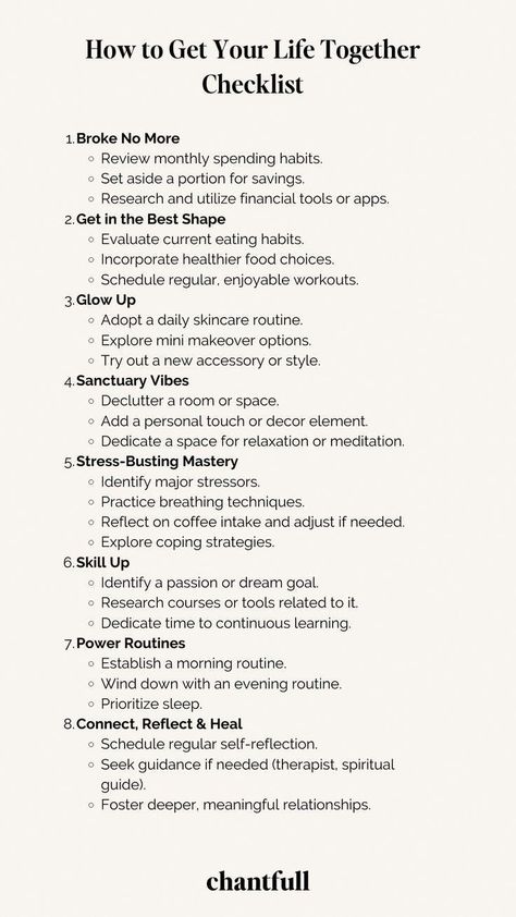 How Organize Your Life, 2024 Checklist Goals, Checklist To Get Your Life Together, Getting My Life Together Journal, How To Plan My Life, Improving Your Life, Life Checklist Things To Do, Restart Your Life Checklist, How To Plan Goals