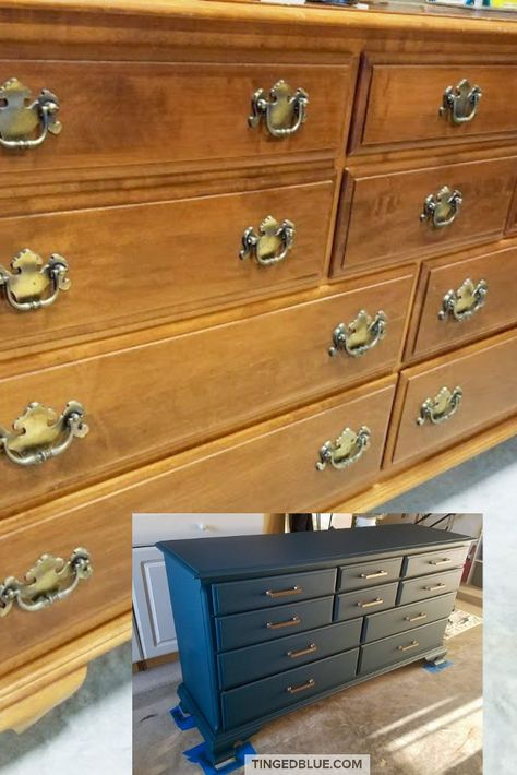 Update dresser hardware. How to fill holes and get a smooth finish when changing drawer pulls. Breakdown into easy steps with supply list for a successful project. Bedroom Furniture Hardware Drawer Pulls, Dresser Chest Makeover, Changing Hardware On Dresser, Dresser Remodel Ideas, Dresser Hardware Ideas Drawer Pulls, Dresser Hardware Ideas, Update Dresser, Refurbish Dresser, Long Drawer Pulls