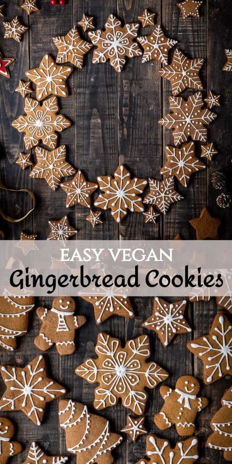 vegan gingerbread cookies pinterest image Vegan Gingerbread Cookies, Soft Gingerbread Cookies, Vegan Gingerbread, Edible Decorations, Brunch Drinks, Gingerbread Decorations, Vegan Christmas, Ginger Cookies, Christmas Sweets