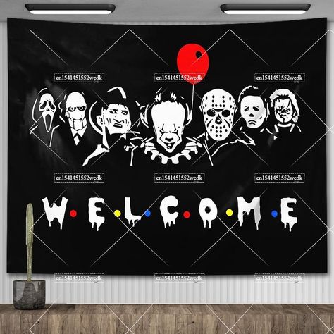 Halloween Tapestry Poster Wall Decor Horror Movie Tapestry Aesthetic Kawaii Room Decoration Bedroom Aesthetic Kawaii Room, Halloween Bedroom Aesthetic, Halloween Tapestry, Tapestry Aesthetic, Room Decoration Bedroom, Halloween Bedroom, Poster Wall Decor, Kawaii Room, Bedroom Aesthetic