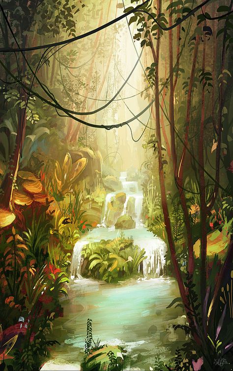 Enviroment Art, Forest Illustration, Landscape Drawings, Art Landscapes, Fantasy Art Landscapes, Landscape Illustration, Fantasy Concept Art, 판타지 아트, Environment Concept Art