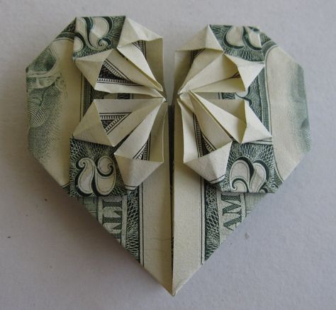 origami money! a great way to leave a tip! I've done this a couple of times. Origami Busta, Origami Návody, Origami Stella, Folding Money, Dollar Origami, Tutorial Origami, Dollar Bill Origami, Graduation Money, Money Cake