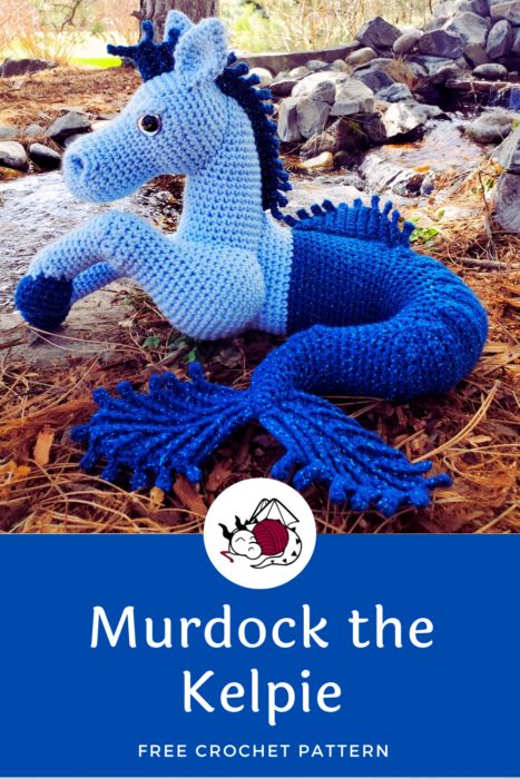 Murdock the Kelpie | Free Crochet Pattern - Hooked by Kati Water Horse, Crochet Dragon Pattern, Octopus Crochet Pattern, Crocheted Animals, Tiny Animals, Crochet Monsters, Crochet Horse, Crochet Dinosaur, Crochet Dragon