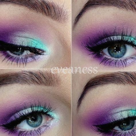 Turquoise Eye Makeup, Teal Eye Makeup, Turquoise Makeup, Turquoise Eyeshadow, Teal Eyeshadow, Teal Makeup, Purple Eyeshadow Looks, Look Date, Teal Eyes