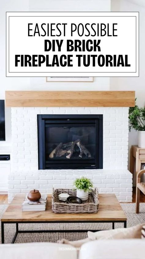 Ready for a fireplace facelift? Our Super Easy DIY Painted Brick Fireplace Makeover Tutorial is here to guide you through refreshing your hearth with a modern twist. Learn how to master the art of painted brick fireplaces, from choosing the right paint to applying it for a durable finish. This home decor project is perfect for anyone looking to undertake a budget-friendly update that dramatically changes the ambiance of a room. Brick Fireplace Diy, Builder Grade Fireplace, Painted Brick Fireplace Makeover, Builder Grade Updates, Fireplace Upgrade, Paint Brick, Red Brick Fireplaces, Easy Diy Home Projects, Brick Fireplaces