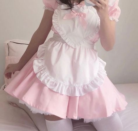 Pink Maid Dress, Frilly Dresses, Maid Outfit, Dress Aesthetic, Maid Dress, Lolita Dress, Pink Outfit, Kawaii Fashion, Pink Fashion